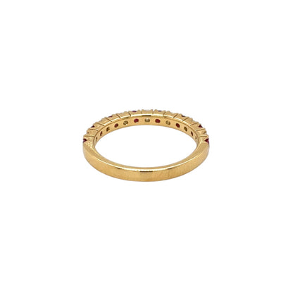 18ct Yellow Gold Ruby & Diamond Half-Set Eternity Ring (M)