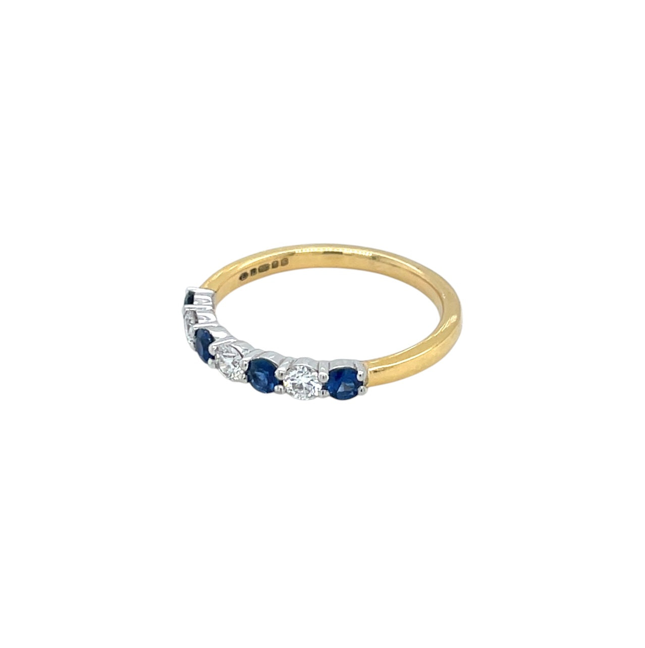 18ct Yellow Gold Sapphire & Diamond 1/4 Set Eternity Ring (M)