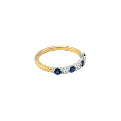 18ct Yellow Gold Sapphire & Diamond 1/4 Set Eternity Ring (M)