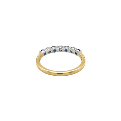18ct Yellow Gold Sapphire & Diamond 1/4 Set Eternity Ring (M)
