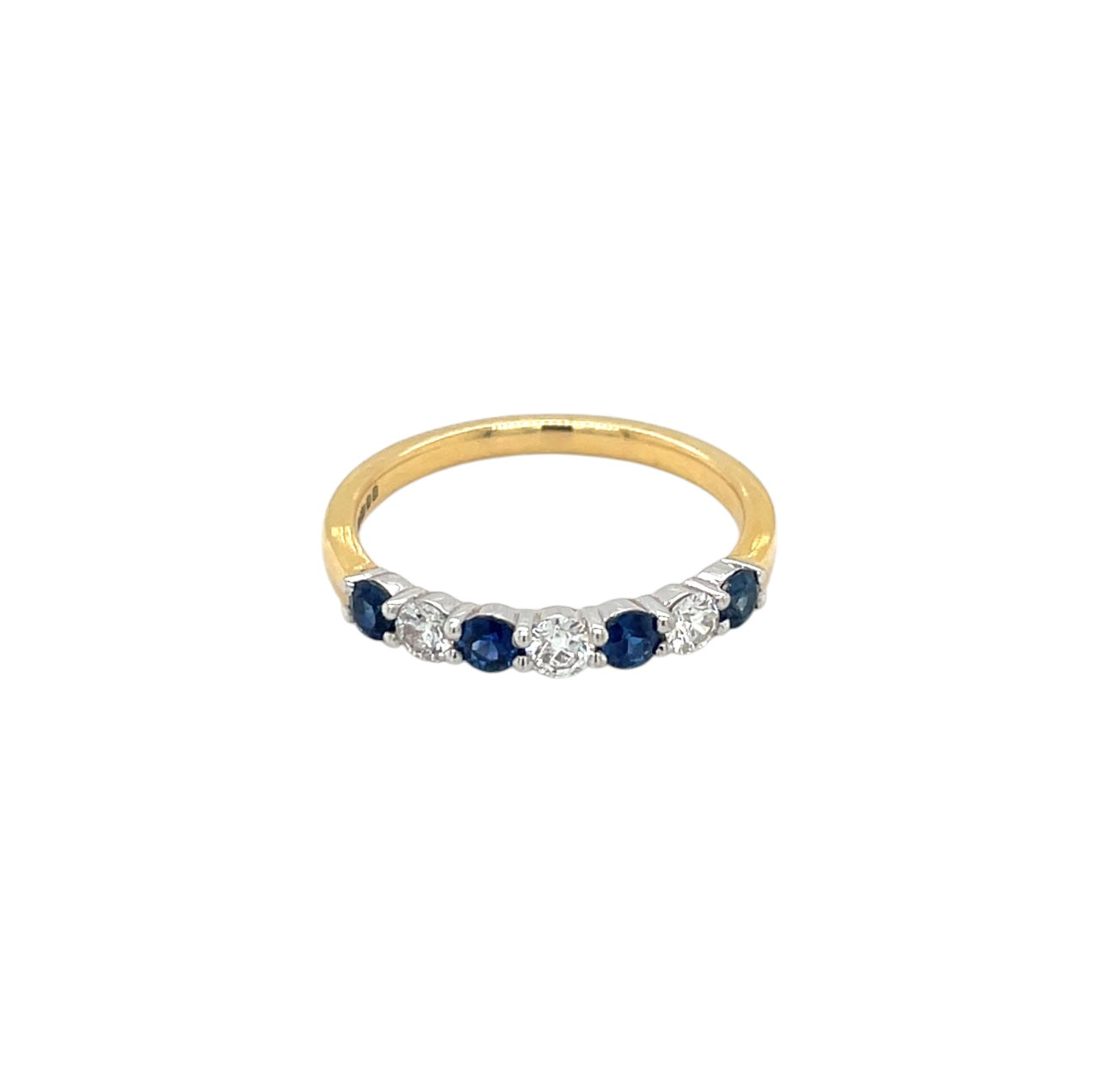 18ct Yellow Gold Sapphire & Diamond 1/4 Set Eternity Ring (M)