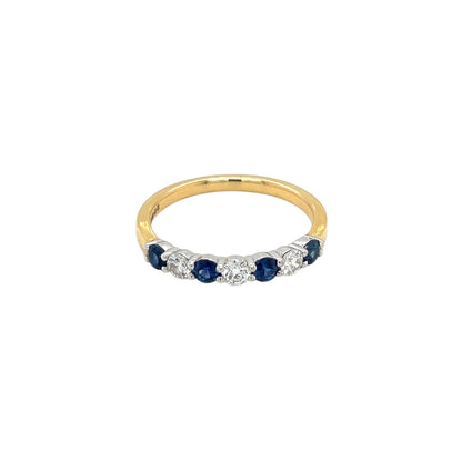 18ct Yellow Gold Sapphire & Diamond 1/4 Set Eternity Ring (M)