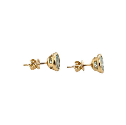 18ct Yellow Gold Aquamarine Stud Earrings