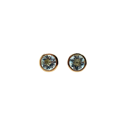 18ct Yellow Gold Aquamarine Stud Earrings