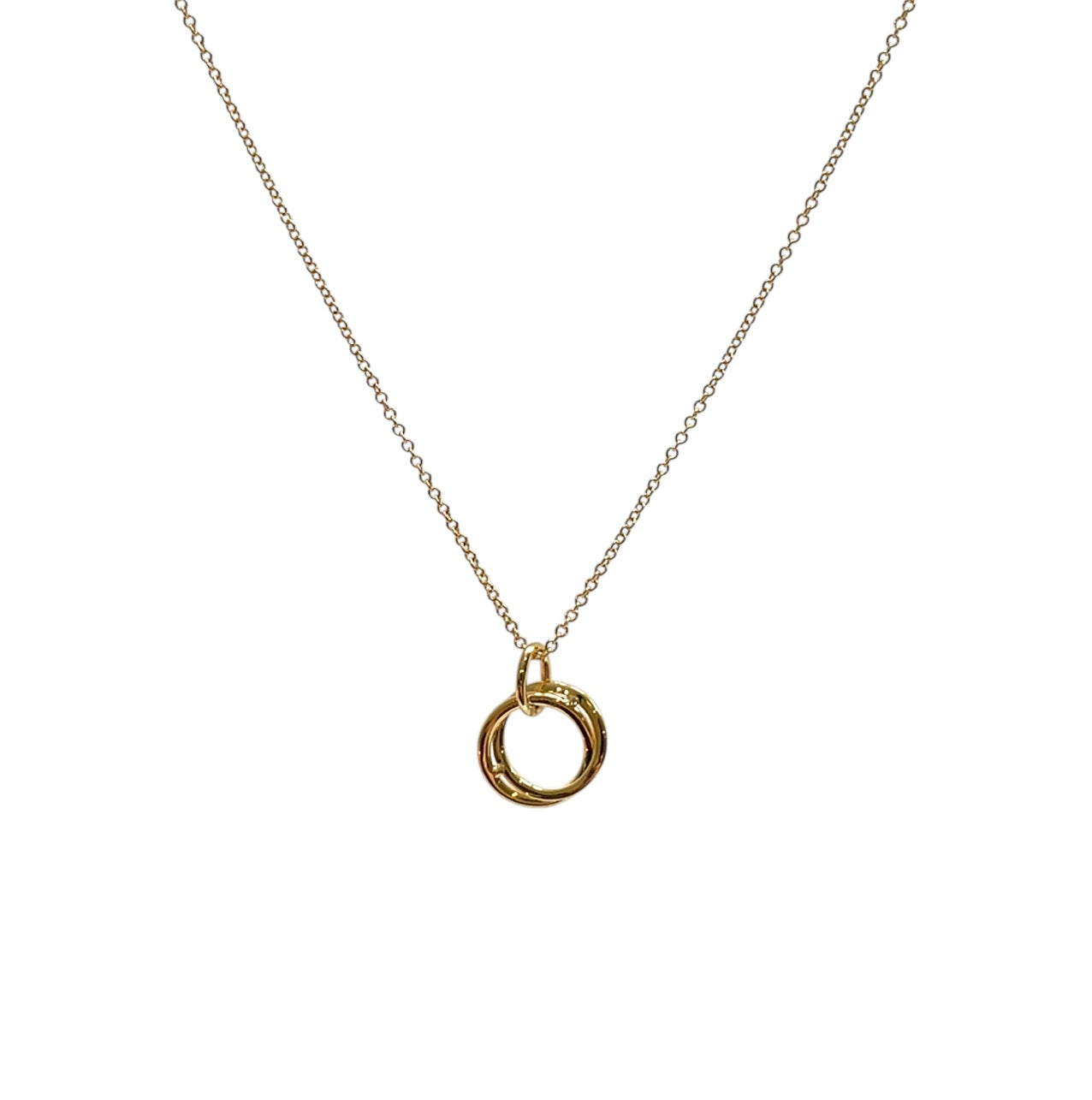 18ct Yellow Gold Diamond Set Double Circle Pendant & Chain (18”)