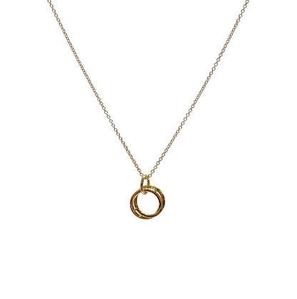 18ct Yellow Gold Diamond Set Double Circle Pendant & Chain (18”)