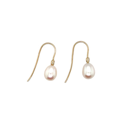 9ct Yellow Gold Freshwater Pearl & Diamond Drop Earrings