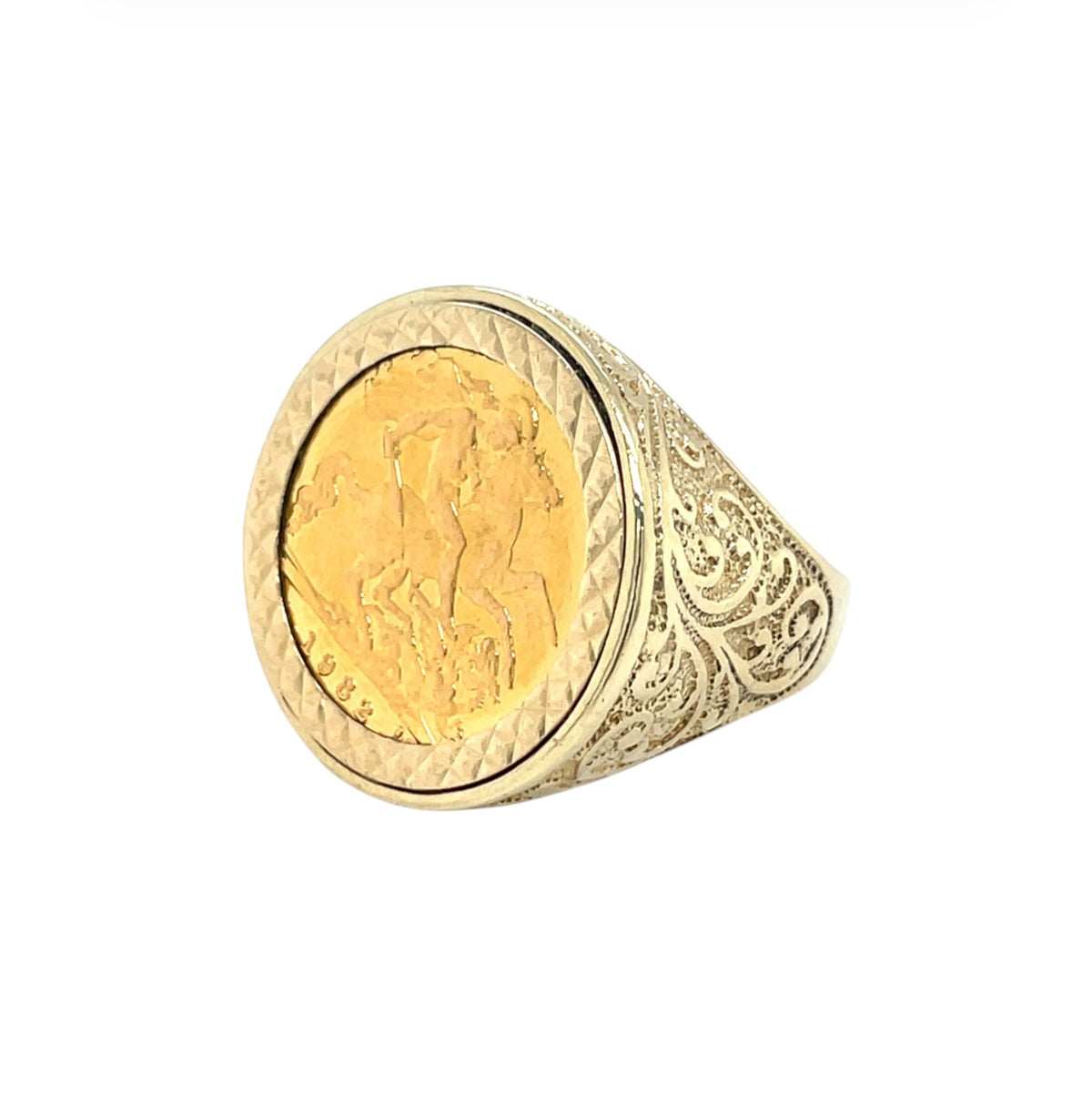 9ct Yellow Gold Full Sovereign Signet Ring (P)
