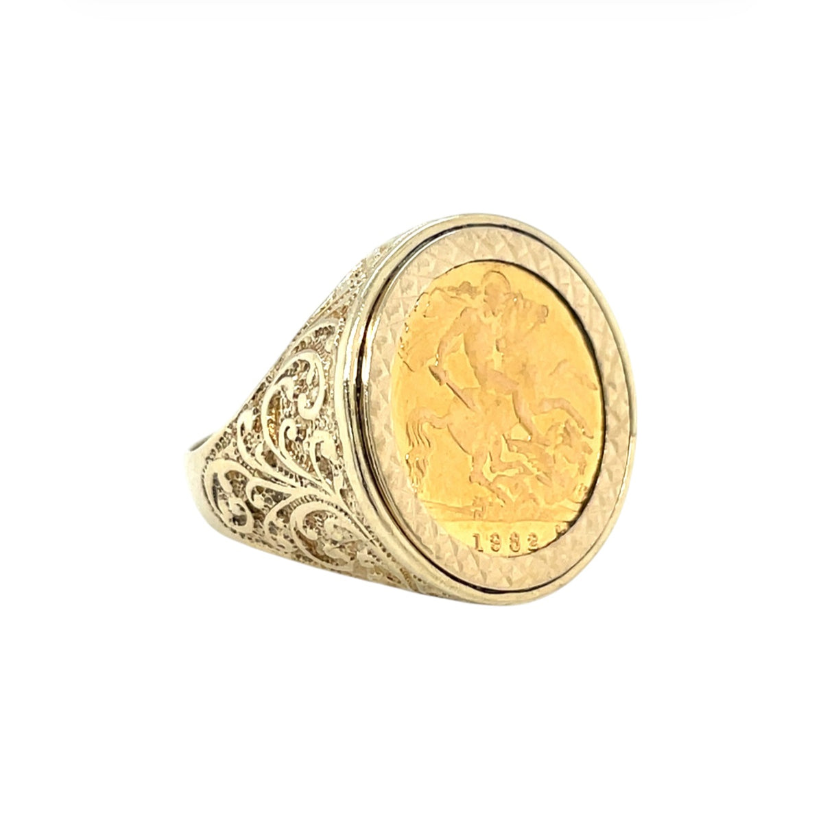 9ct Yellow Gold Full Sovereign Signet Ring (P)