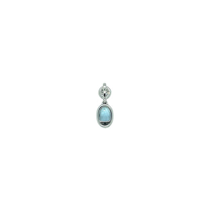 18ct White Gold Aquamarine & Diamond Two Stone Pendant