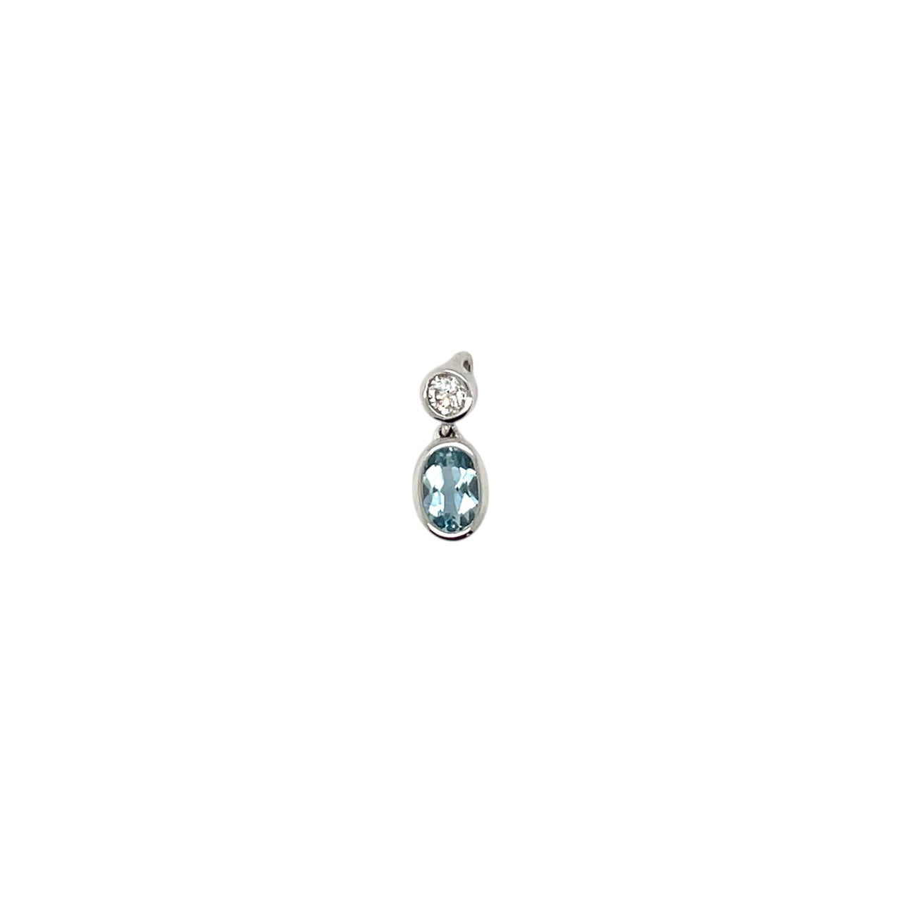18ct White Gold Aquamarine & Diamond Two Stone Pendant