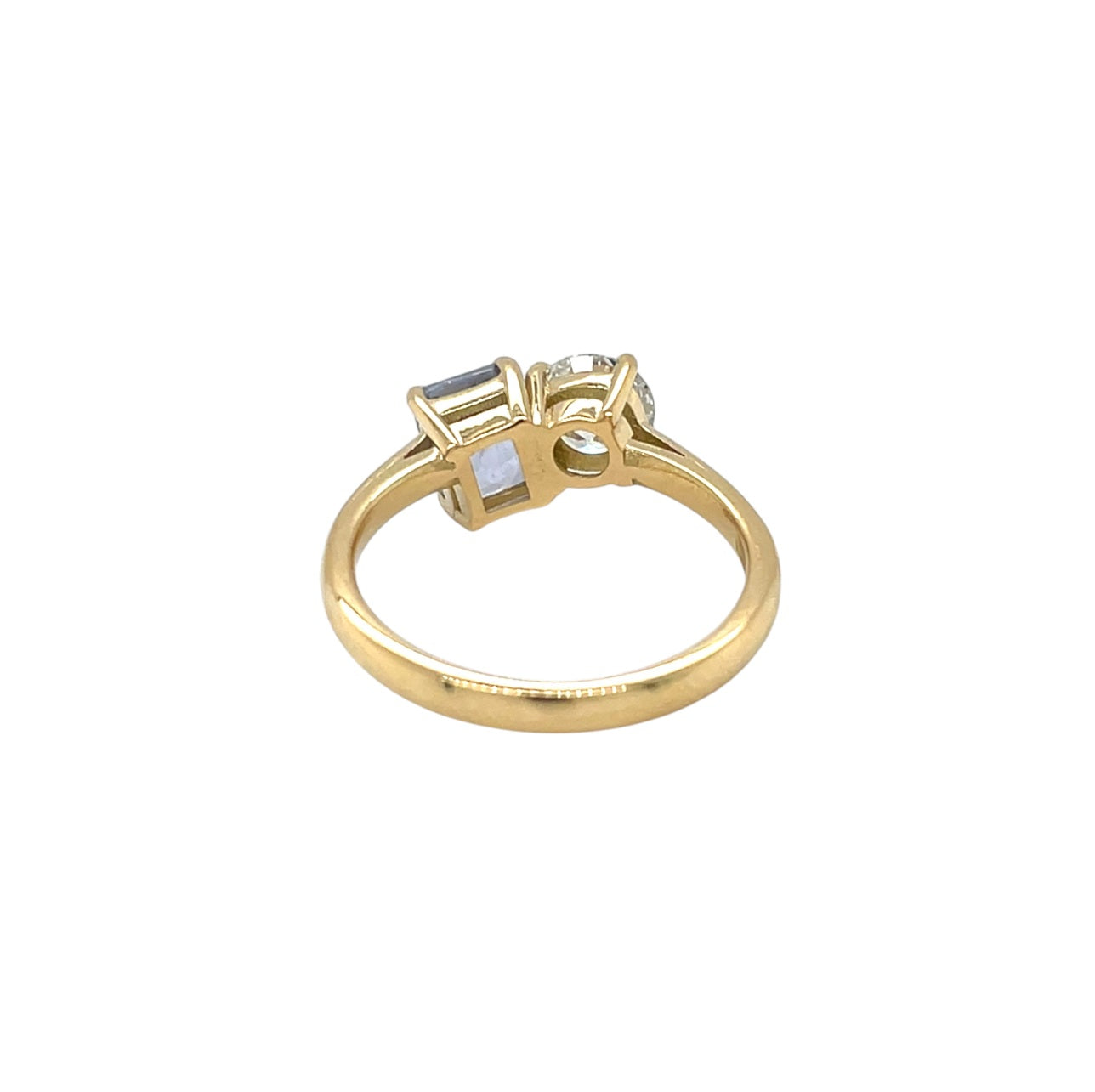 18ct Yellow Gold Diamond & Lavender Sapphire Moi Et Toi Ring (N)