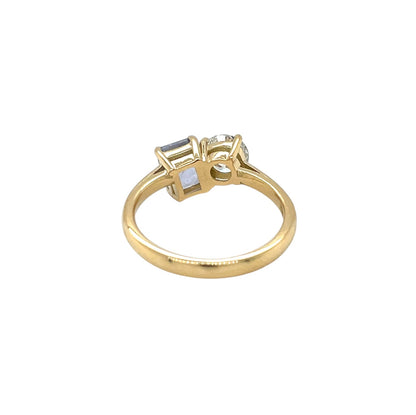 18ct Yellow Gold Diamond & Lavender Sapphire Moi Et Toi Ring (N)