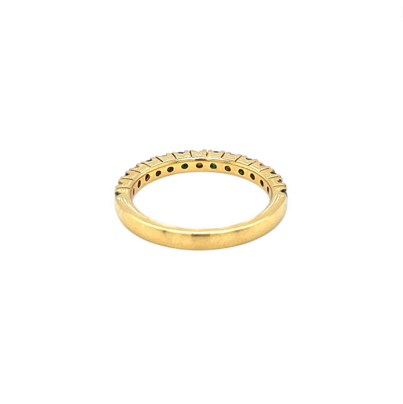18ct Yellow Gold Emerald & Diamond Castle Claw Half-Set Eternity Ring (L1/2)