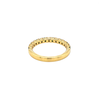 18ct Yellow Gold Emerald & Diamond Castle Claw Half-Set Eternity Ring (L1/2)