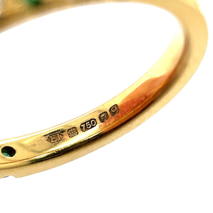 18ct Yellow Gold Emerald & Diamond Castle Claw Half-Set Eternity Ring (L1/2)