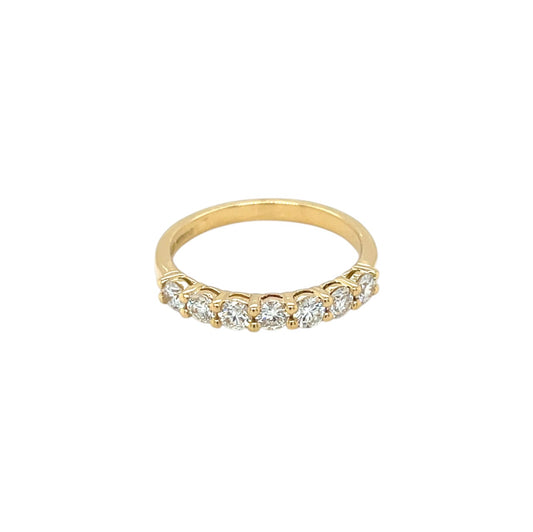 18ct Yellow Gold 7 Stone Diamond 1/4 Set Eternity Ring (M)