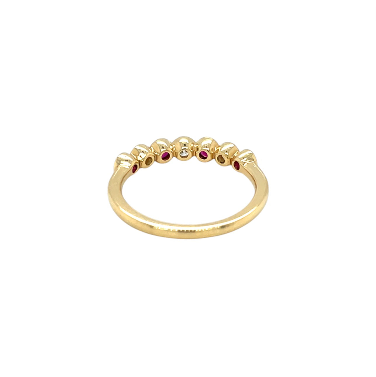 18ct Yellow Gold Ruby & Diamond Millgrain 1/4 Eternity Ring (N)