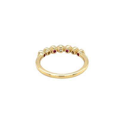 18ct Yellow Gold Ruby & Diamond Millgrain 1/4 Eternity Ring (N)