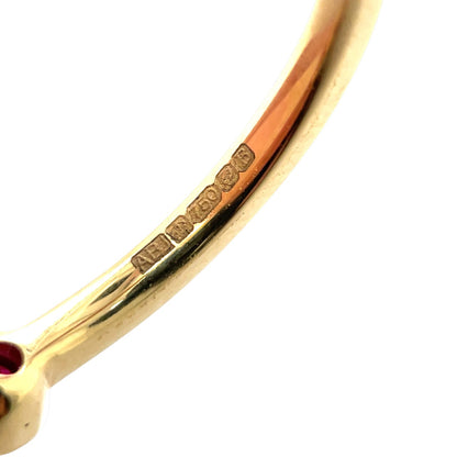 18ct Yellow Gold Ruby & Diamond Millgrain 1/4 Eternity Ring (N)
