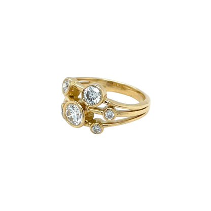 18ct Yellow Gold Diamond Bubble Ring (L)