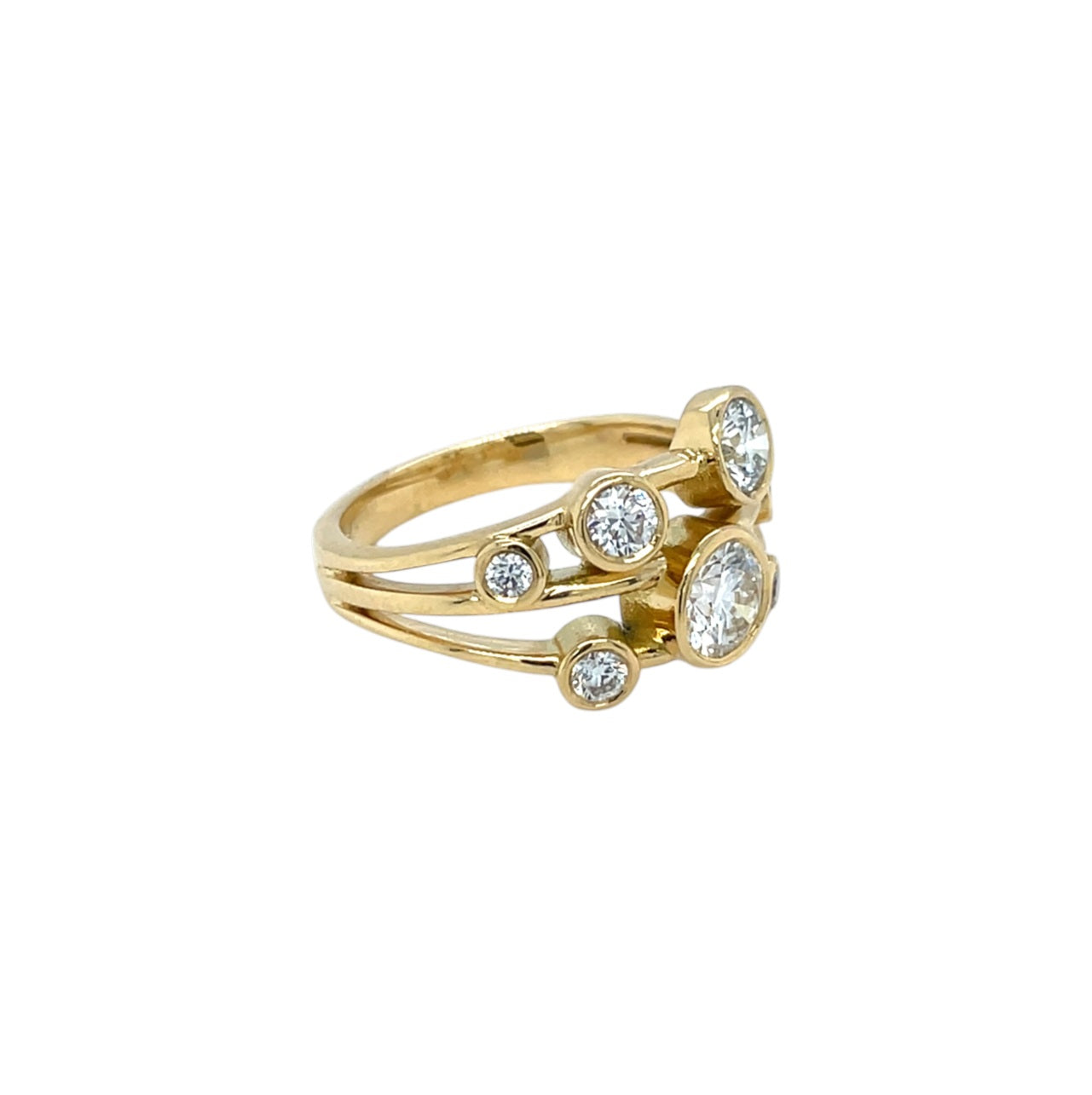 18ct Yellow Gold Diamond Bubble Ring (L)