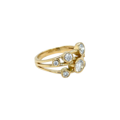 18ct Yellow Gold Diamond Bubble Ring (L)