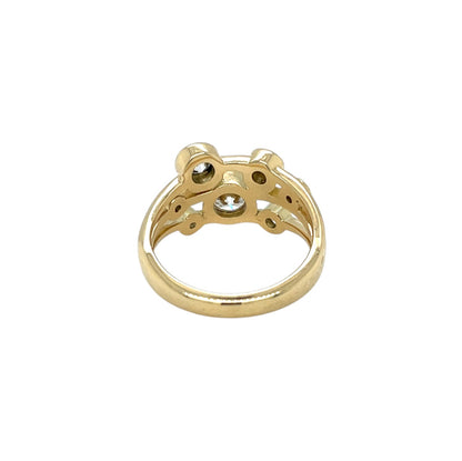 18ct Yellow Gold Diamond Bubble Ring (L)
