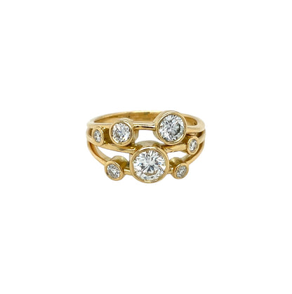 18ct Yellow Gold Diamond Bubble Ring (L)