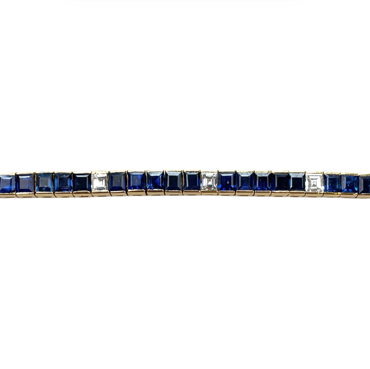 18ct Yellow Gold Sapphire & Diamond Tennis Bracelet (7")