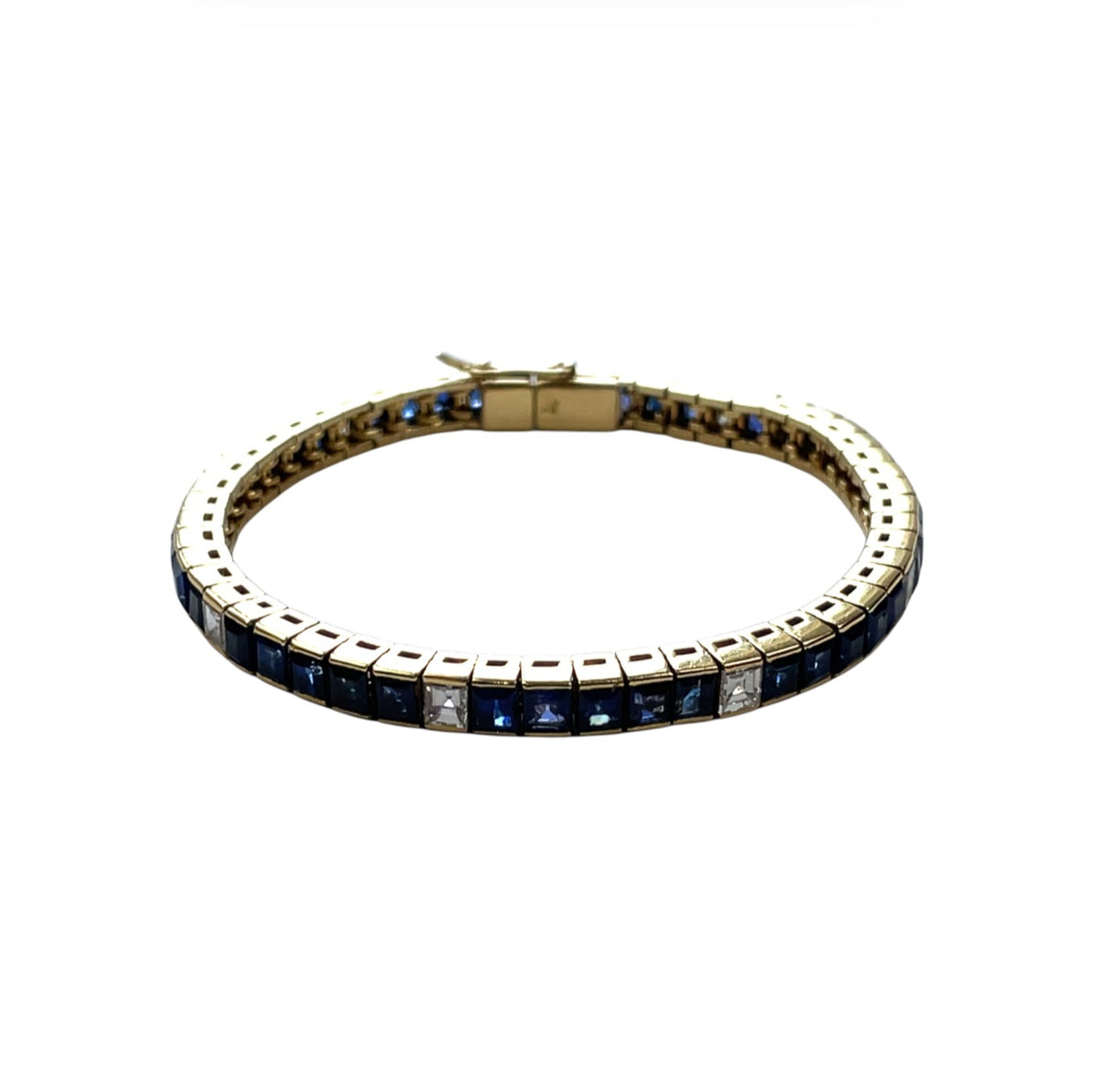 18ct Yellow Gold Sapphire & Diamond Tennis Bracelet (7")