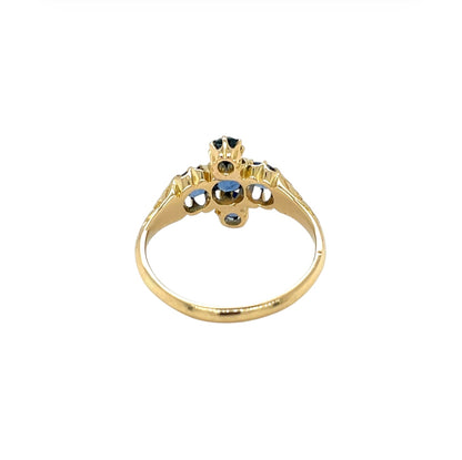 18ct Yellow Gold Sapphire Cross Ring (M1/2)