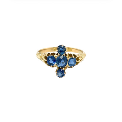 18ct Yellow Gold Sapphire Cross Ring (M1/2)