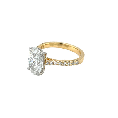 18ct Yellow Gold & Platinum Oval Synthetic Diamond Ring (M)