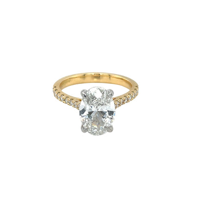 18ct Yellow Gold & Platinum Oval Synthetic Diamond Ring (M)