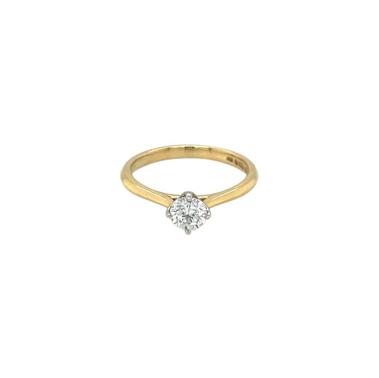 18ct Yellow Gold & Platinum Diamond Solitaire Ring (M1/2)
