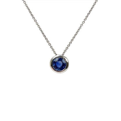 18ct White Gold Sapphire Rubover Martini Slider Pendant & Chain (17.5")
