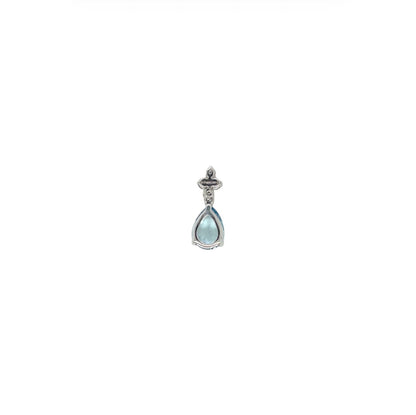 18ct White Gold Pear Shaped Aquamarine & Diamond Pendant