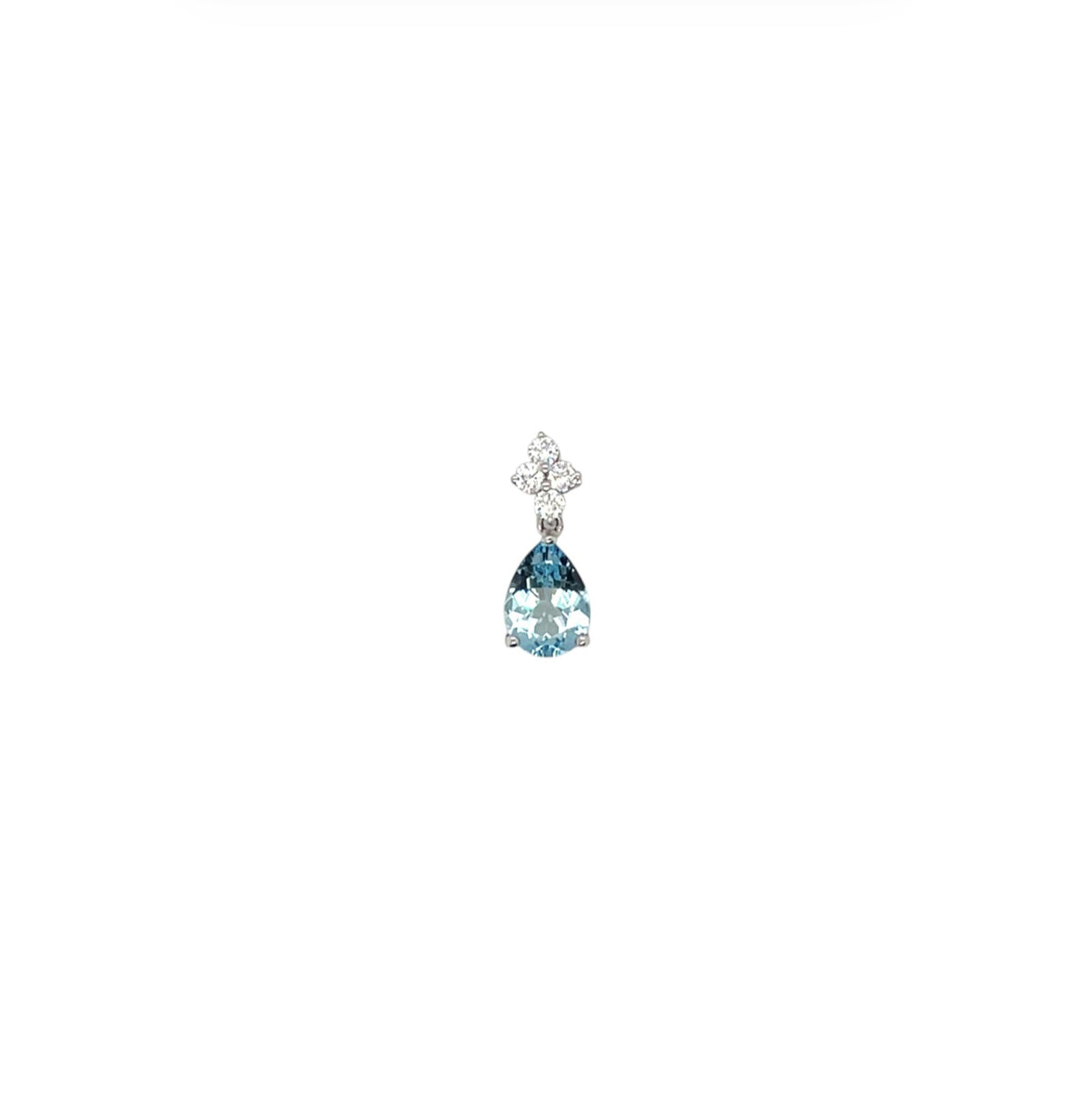 18ct White Gold Pear Shaped Aquamarine & Diamond Pendant