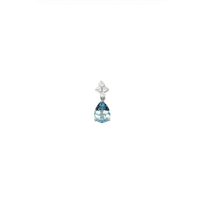 18ct White Gold Pear Shaped Aquamarine & Diamond Pendant