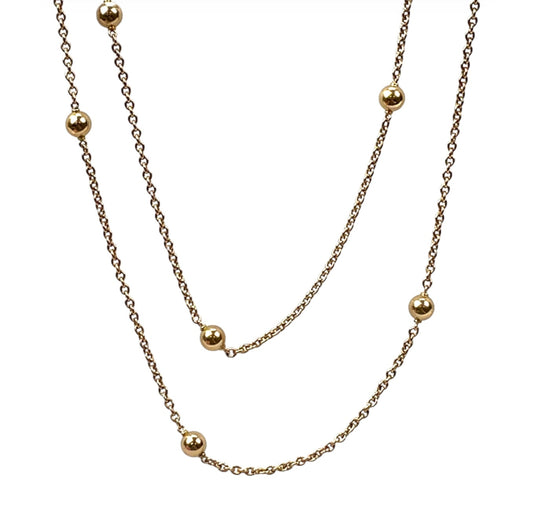 15ct Yellow Gold Ball Necklace (56”)