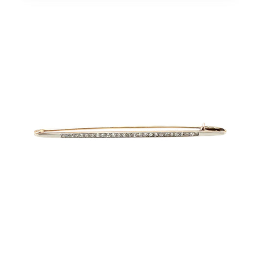 15ct Gold Diamond Set Bar Brooch