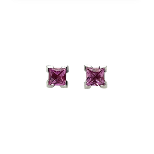 18ct White Gold Pink Sapphire Stud Earrings