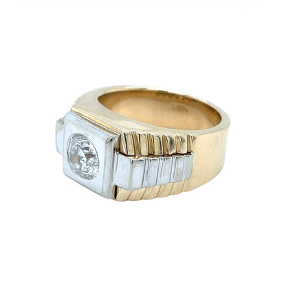 14ct Yellow & White Gold Diamond Rolex Style Ring (S)