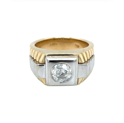 14ct Yellow & White Gold Diamond Rolex Style Ring (S)