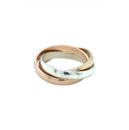 9ct Three Colour Gold Russian Wedding Band (O)