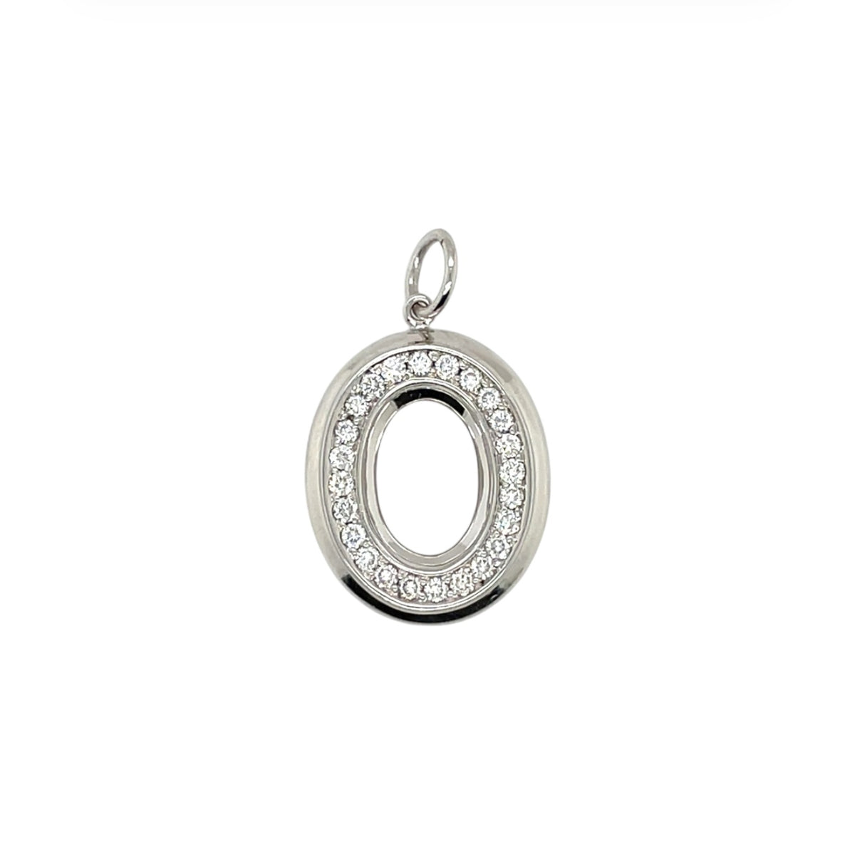18ct White Gold Reversible Diamond 'O' Pendant