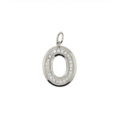 18ct White Gold Reversible Diamond 'O' Pendant