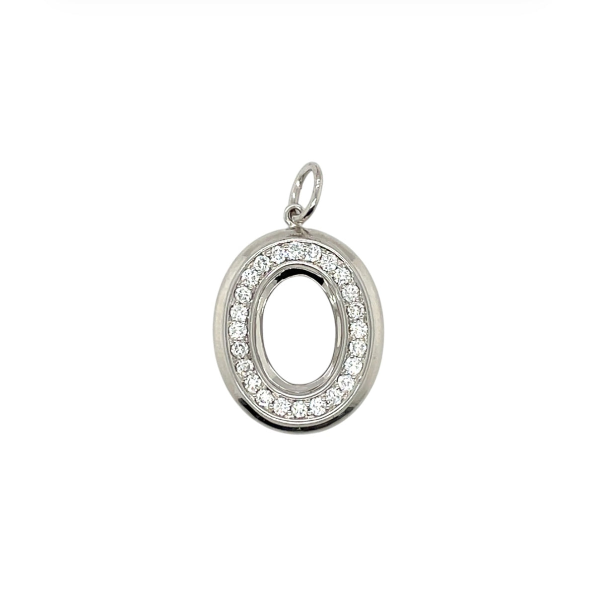18ct White Gold Reversible Diamond 'O' Pendant