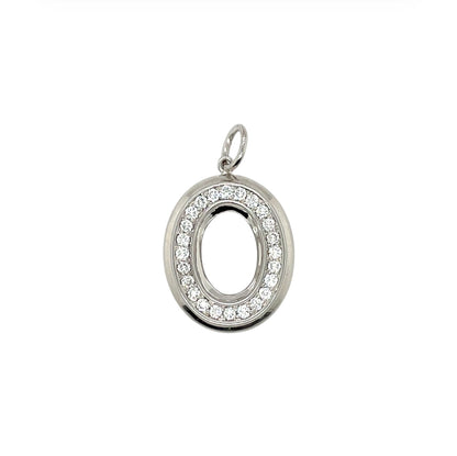 18ct White Gold Reversible Diamond 'O' Pendant